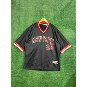 Vintage 212 NYC New York #23 Jersey Mens Large Black Red Short Sleeve Retro Y2K